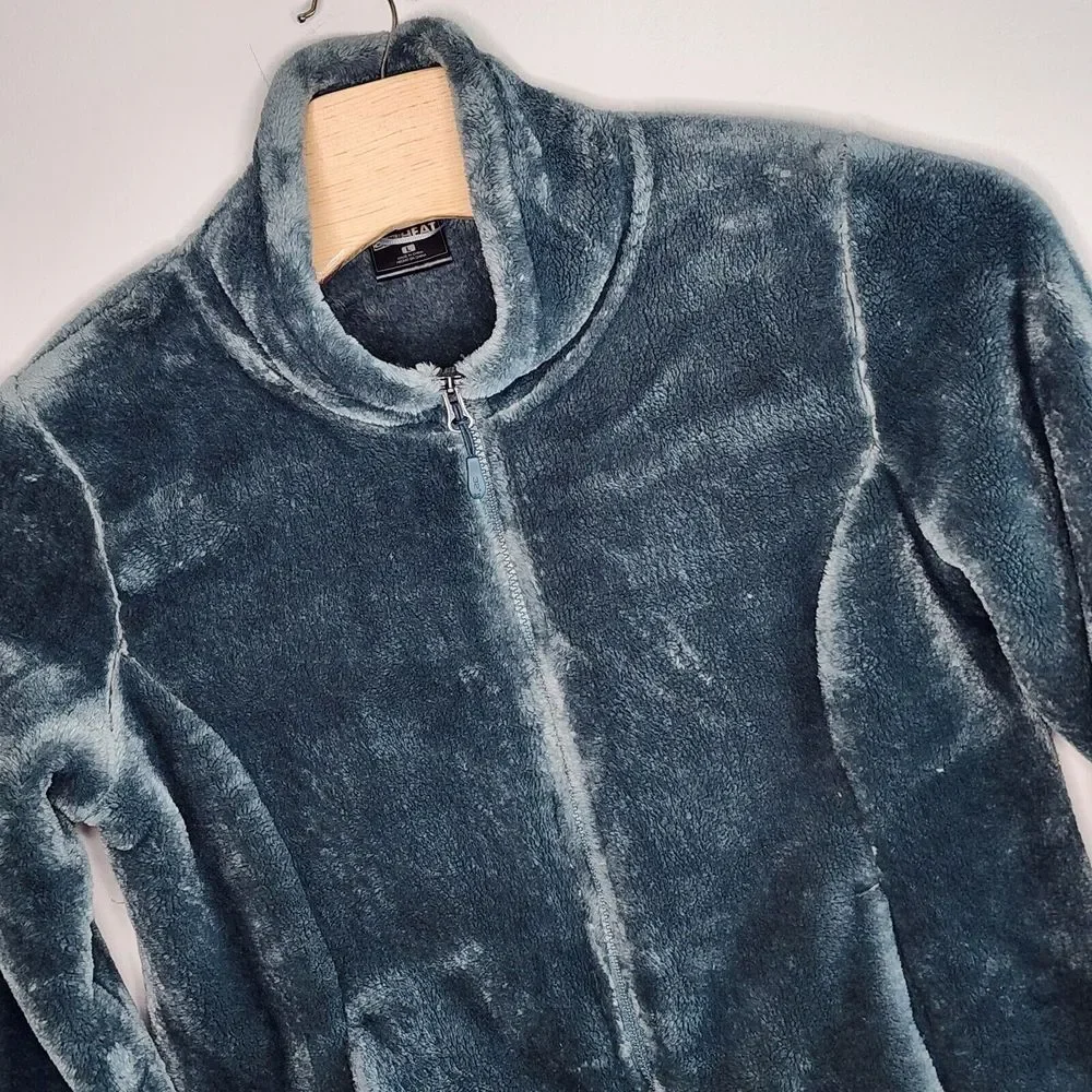 32 DEGREES HEAT Luxe Faux‎ Fur Fuzzy Fleece Cozy Zip Up Jacket  Size L